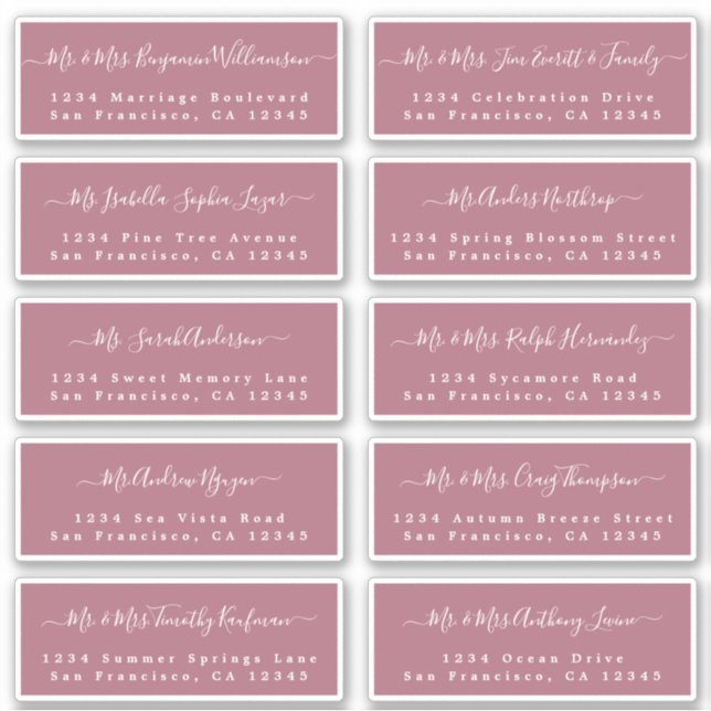 Chic Calligraphy Wedding Guest Address Labels (Vorderseite)