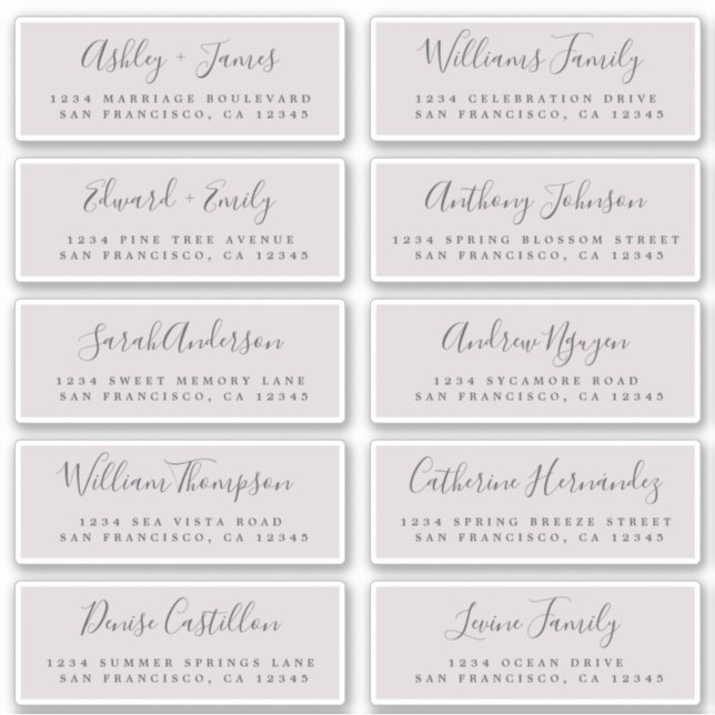 Chic Calligraphy Wedding Guest Address Labels (Vorderseite)