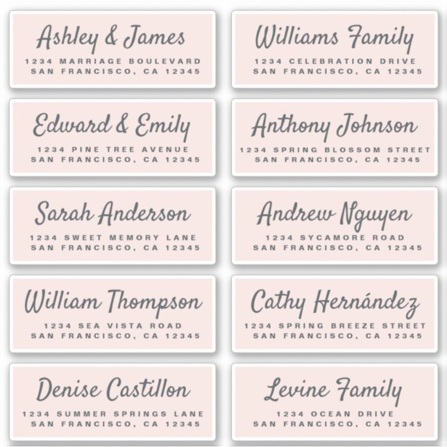 Chic Calligraphy Wedding Guest Address Labels (Vorderseite)