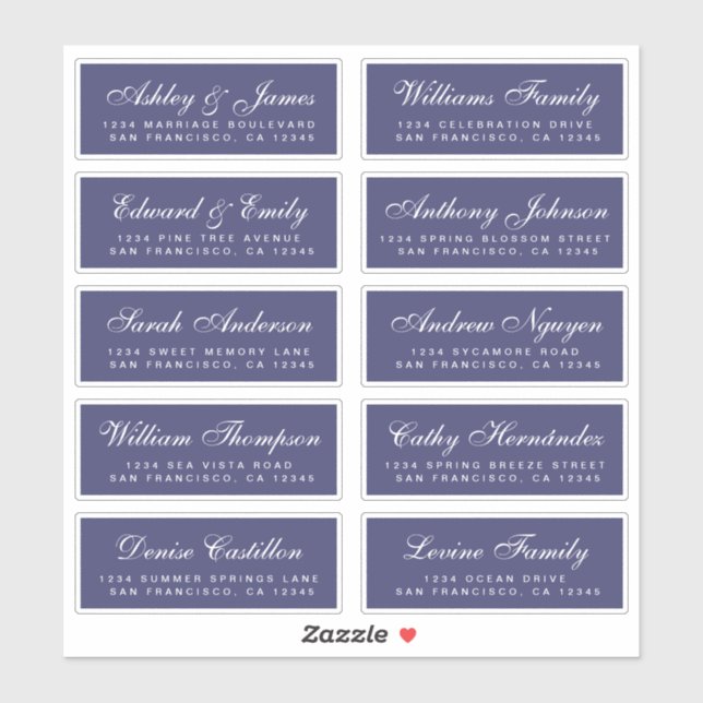 Chic Calligraphy Wedding Guest Address Labels (Blatt)