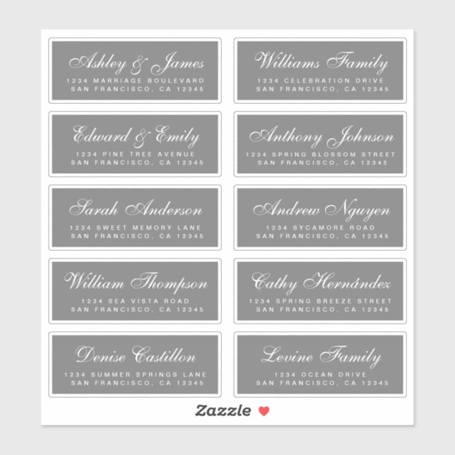 Chic Calligraphy Wedding Guest Address Labels (Blatt)
