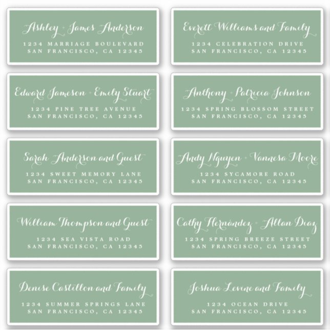 Chic Calligraphy Wedding Guest Address Labels (Vorderseite)