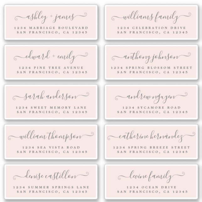 Chic Calligraphy Wedding Guest Address Labels (Vorderseite)