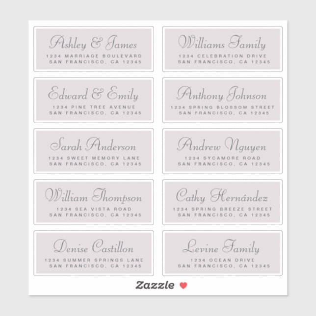 Chic Calligraphy Wedding Guest Address Labels (Blatt)