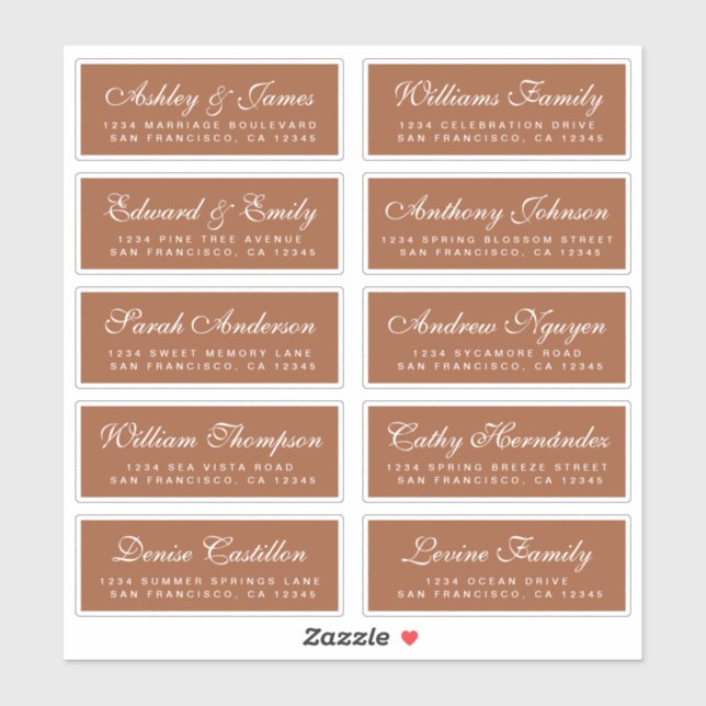 Chic Calligraphy Wedding Guest Address Labels (Blatt)