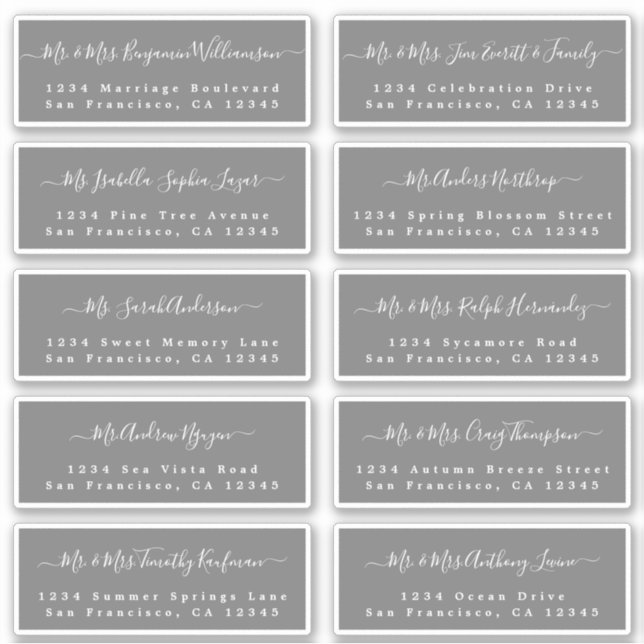 Chic Calligraphy Wedding Guest Address Labels (Vorderseite)