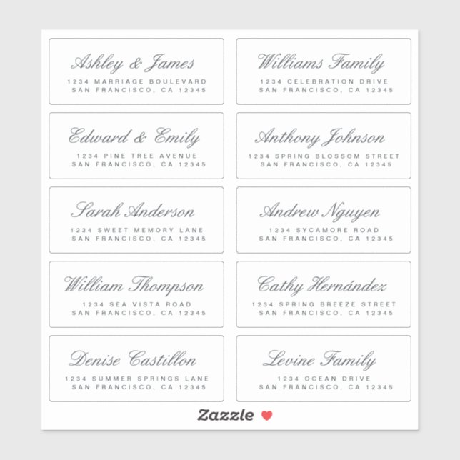 Chic Calligraphy Wedding Guest Address Labels (Blatt)