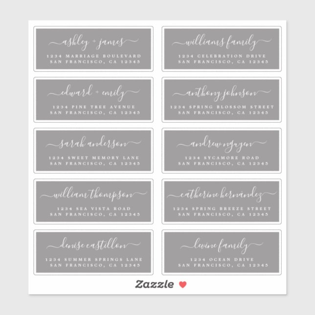 Chic Calligraphy Wedding Guest Address Labels (Blatt)
