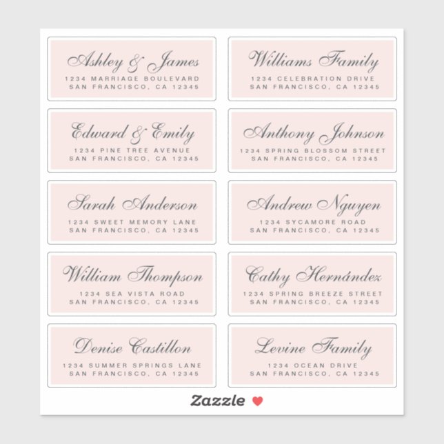 Chic Calligraphy Wedding Guest Address Labels (Blatt)