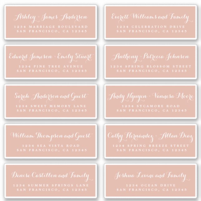 Chic Calligraphy Wedding Guest Address Labels (Vorderseite)