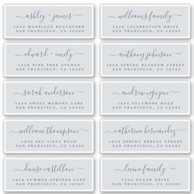 Chic Calligraphy Wedding Guest Address Labels (Vorderseite)