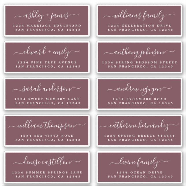 Chic Calligraphy Wedding Guest Address Labels (Vorderseite)