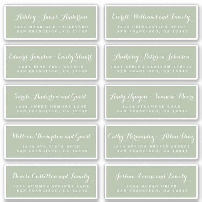 Chic Calligraphy Wedding Guest Address Labels (Vorderseite)
