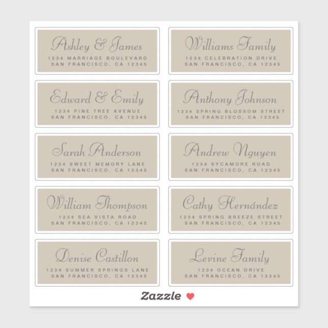 Chic Calligraphy Wedding Guest Address Labels (Blatt)