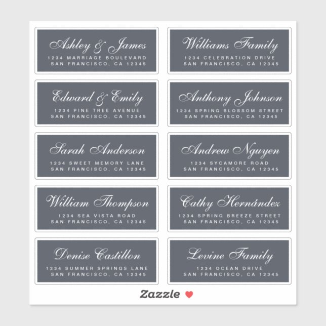Chic Calligraphy Wedding Guest Address Labels (Blatt)