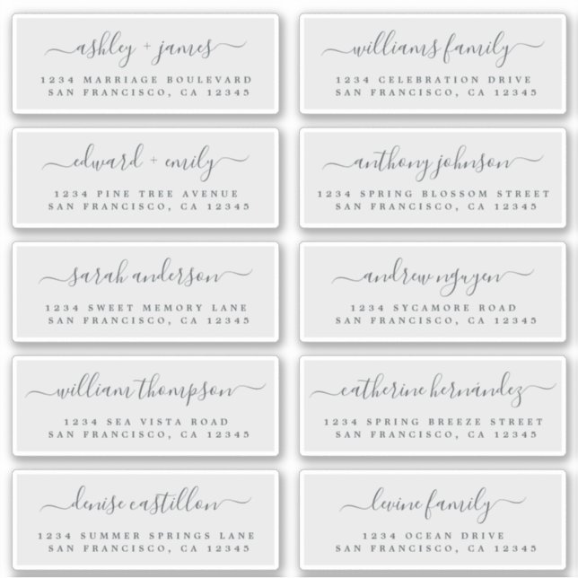 Chic Calligraphy Wedding Guest Address Labels (Vorderseite)