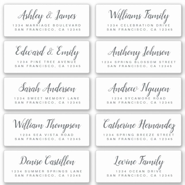 Chic Calligraphy Wedding Guest Address Labels (Vorderseite)