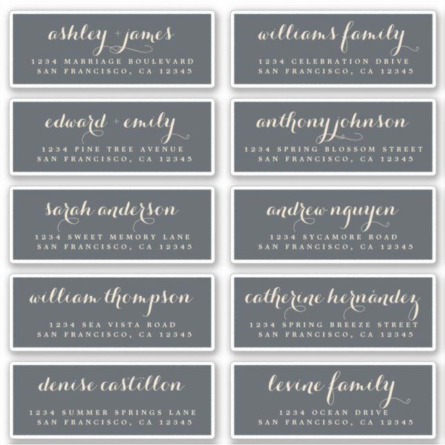 Chic Calligraphy Wedding Guest Address Labels (Vorderseite)