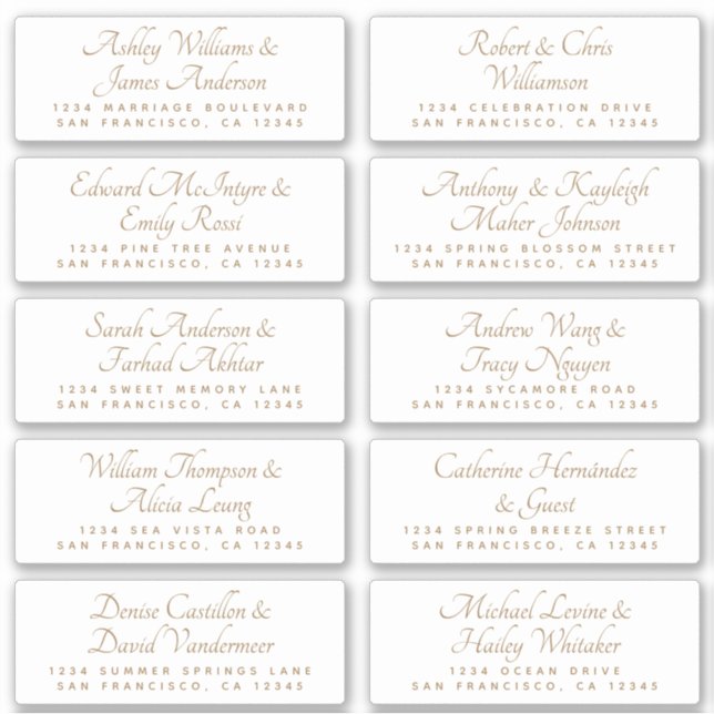 Chic Calligraphy Wedding Guest Address Labels (Vorderseite)