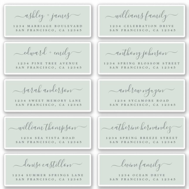 Chic Calligraphy Wedding Guest Address Labels (Vorderseite)
