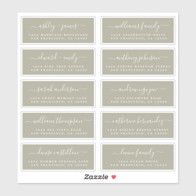 Chic Calligraphy Wedding Guest Address Labels (Blatt)