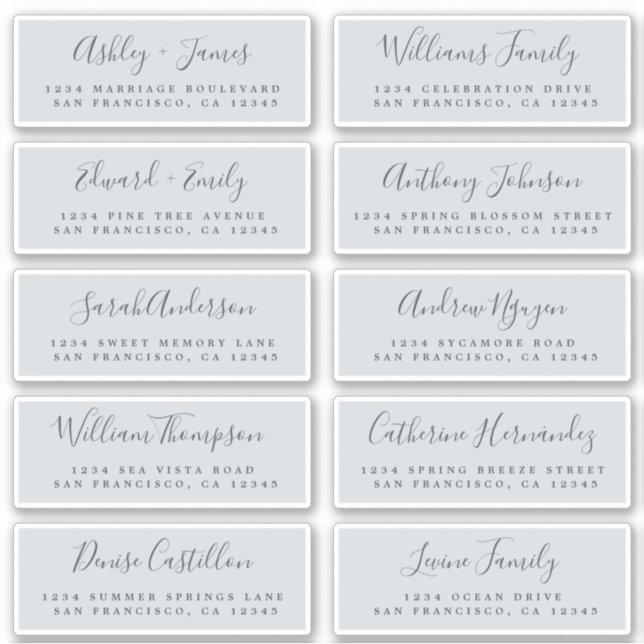 Chic Calligraphy Wedding Guest Address Labels (Vorderseite)