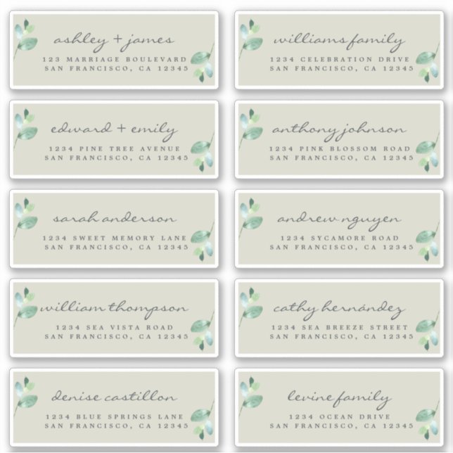 Chic Calligraphy Wedding Guest Address Labels (Vorderseite)