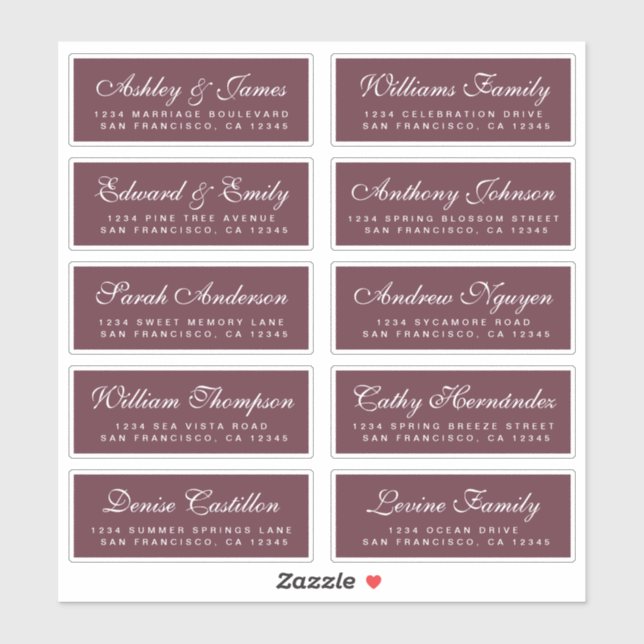 Chic Calligraphy Wedding Guest Address Labels (Blatt)