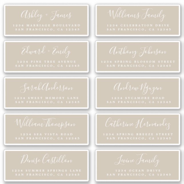 Chic Calligraphy Wedding Guest Address Labels (Vorderseite)