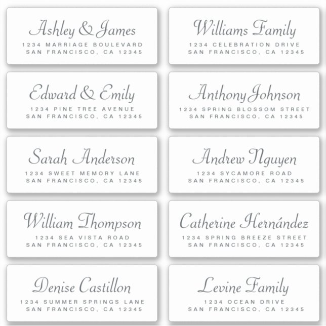 Chic Calligraphy Wedding Guest Address Labels (Vorderseite)