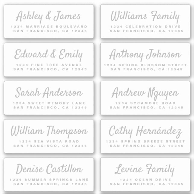 Chic Calligraphy Wedding Guest Address Labels (Vorderseite)