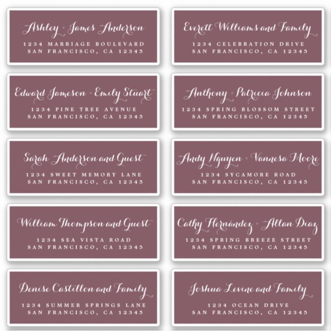 Chic Calligraphy Wedding Guest Address Labels (Vorderseite)