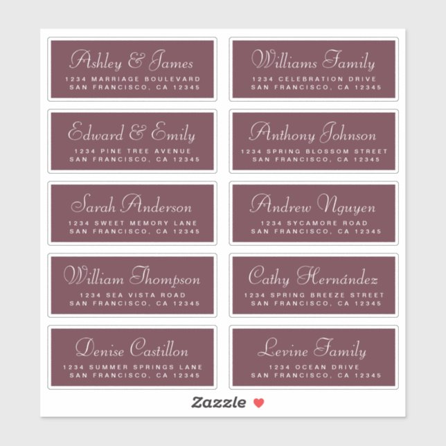 Chic Calligraphy Wedding Guest Address Labels (Blatt)