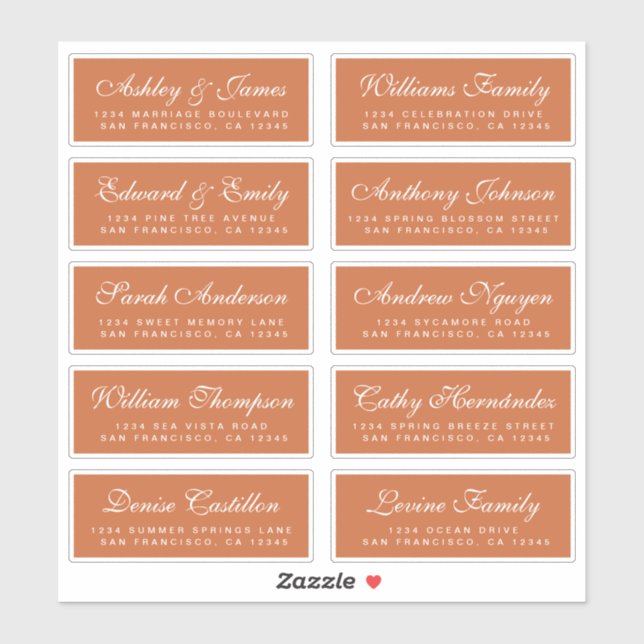 Chic Calligraphy Wedding Guest Address Labels (Blatt)