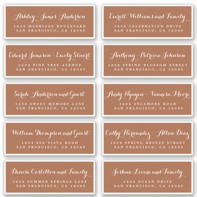 Chic Calligraphy Wedding Guest Address Labels (Vorderseite)