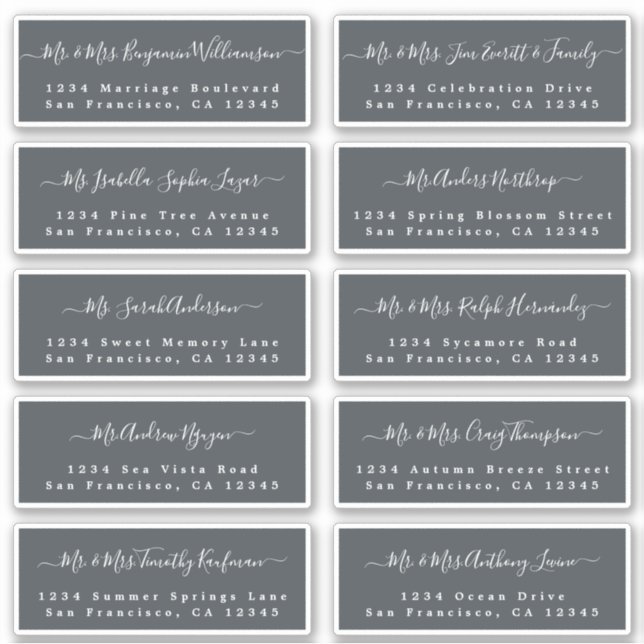 Chic Calligraphy Wedding Guest Address Labels (Vorderseite)