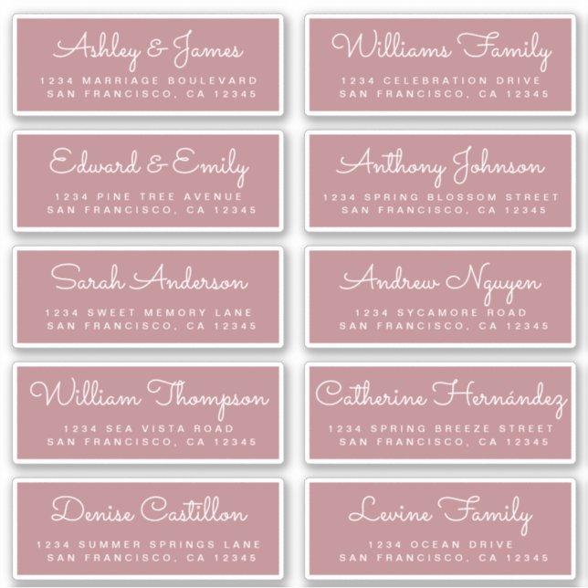 Chic Calligraphy Wedding Guest Address Labels (Vorderseite)