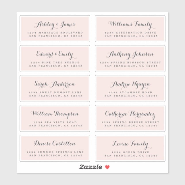 Chic Calligraphy Wedding Guest Address Labels (Blatt)