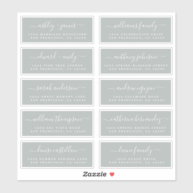 Chic Calligraphy Wedding Guest Address Labels (Blatt)
