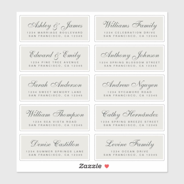 Chic Calligraphy Wedding Guest Address Labels (Blatt)