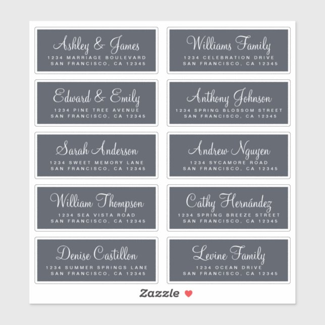 Chic Calligraphy Wedding Guest Address Labels (Blatt)