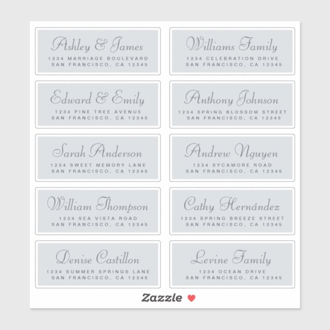 Chic Calligraphy Wedding Guest Address Labels (Blatt)