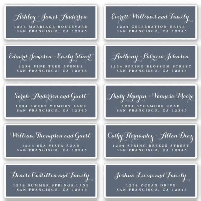 Chic Calligraphy Wedding Guest Address Labels (Vorderseite)