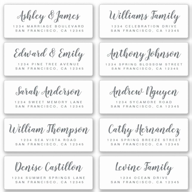 Chic Calligraphy Wedding Guest Address Labels (Vorderseite)