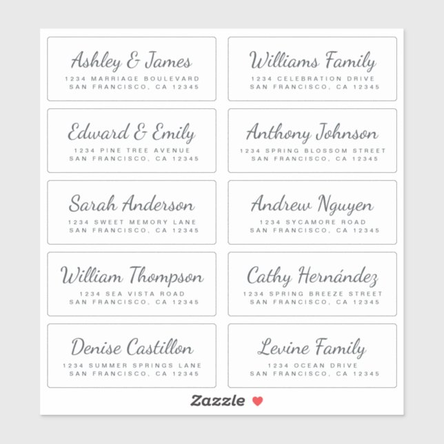 Chic Calligraphy Wedding Guest Address Labels (Blatt)