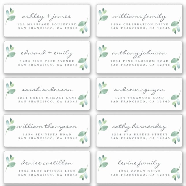 Chic Calligraphy Wedding Guest Address Labels (Vorderseite)