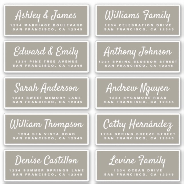Chic Calligraphy Wedding Guest Address Labels (Vorderseite)