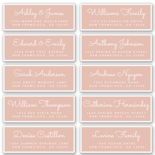 Chic Calligraphy Wedding Guest Address Labels (Vorderseite)