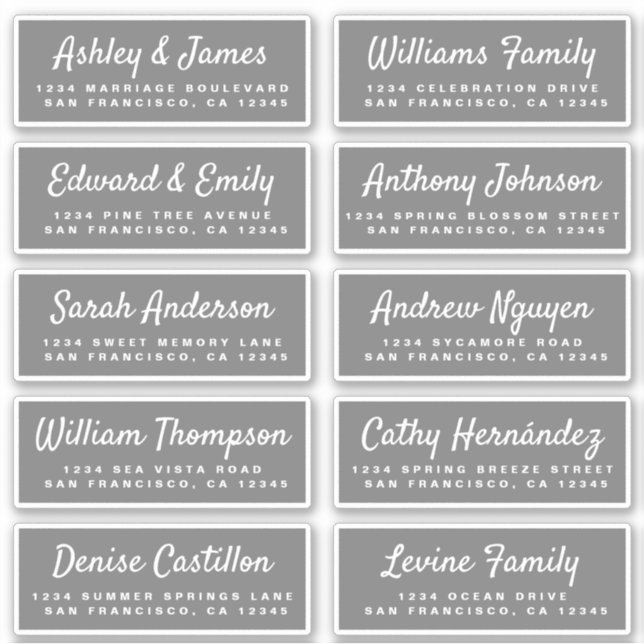 Chic Calligraphy Wedding Guest Address Labels (Vorderseite)