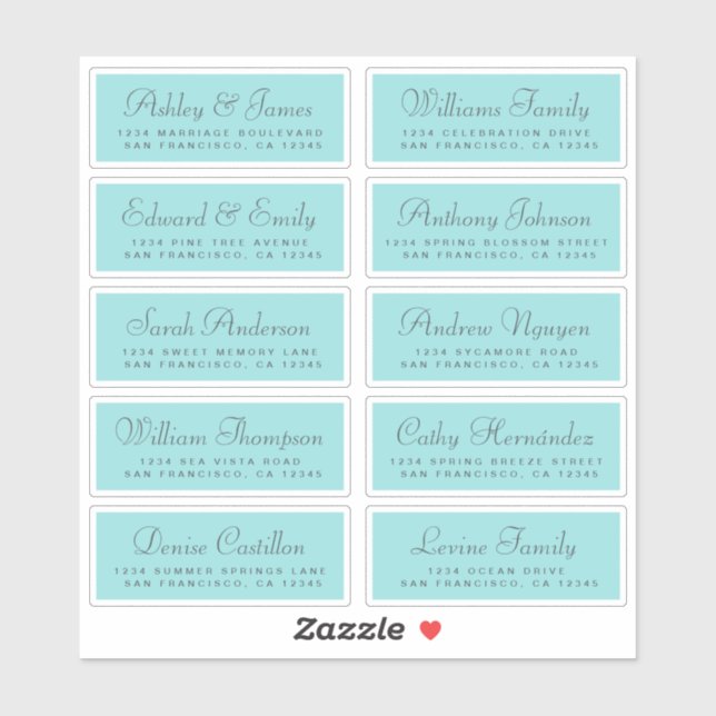 Chic Calligraphy Wedding Guest Address Labels (Blatt)